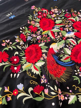 Manton de Manila antiguo Negro Bordado