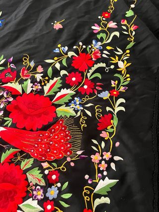 Manton de Manila antiguo Negro Bordado