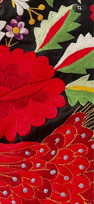 Manton de Manila antiguo Negro Bordado