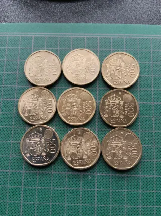 9 Monedas 500 Pesetas Juan Carlos I