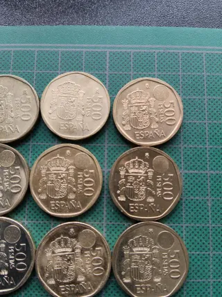 9 Monedas 500 Pesetas Juan Carlos I