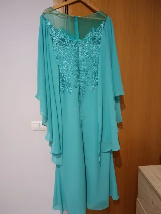 Vestido de fiesta verde azulado