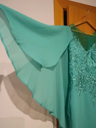 Vestido de fiesta verde azulado