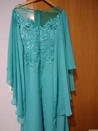 Vestido de fiesta verde azulado