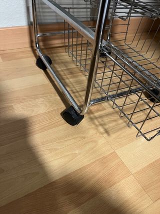 Carrito Auxiliar con Cestas Metálicas y Tapa Mader