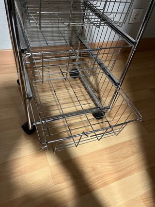 Carrito Auxiliar con Cestas Metálicas y Tapa Mader