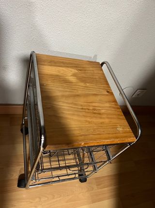 Carrito Auxiliar con Cestas Metálicas y Tapa Mader