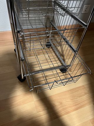 Carrito Auxiliar con Cestas Metálicas y Tapa Mader