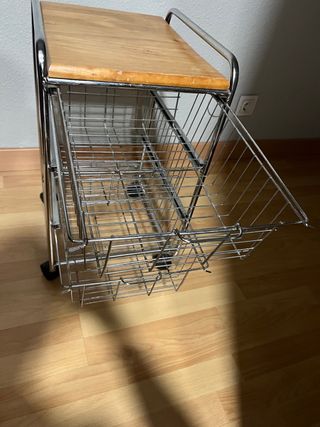Carrito Auxiliar con Cestas Metálicas y Tapa Mader