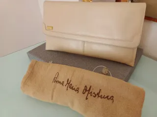 Bolso de piel Anna Maria Mistura beige y dorado