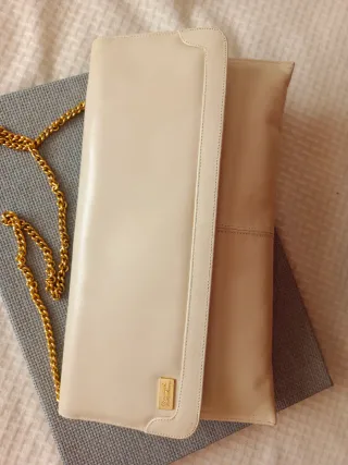 Bolso de piel Anna Maria Mistura beige y dorado