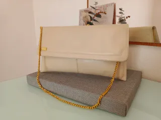 Bolso de piel Anna Maria Mistura beige y dorado