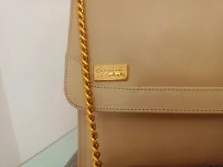 Bolso de piel Anna Maria Mistura beige y dorado