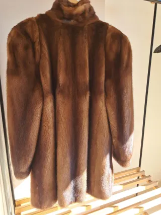 Abrigo piel sintética visón mujer