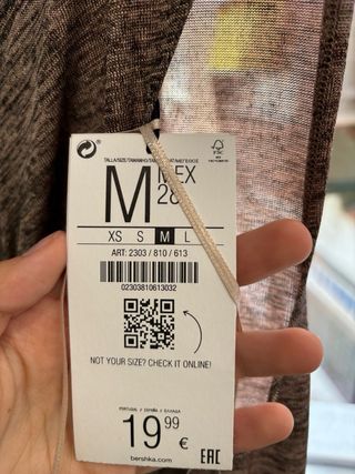 Vestido/Camiseta Bershka M/38/10 Marrón/Gris