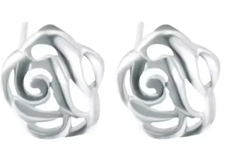 Pendientes plata diseño rosa