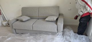 Divano beige/grigio in tessuto