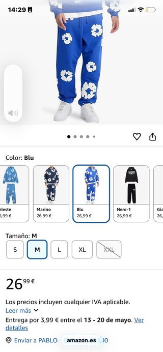 Sudadera y pantalón con estampado floral talla M
