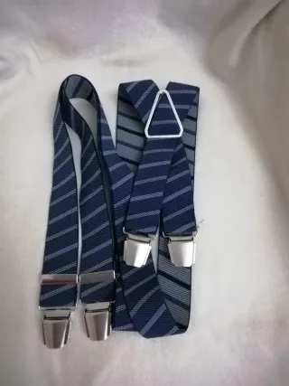 Bretelle uomo a righe blu e grigie cm 110