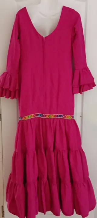 Traje flamenca fucsia buganvilla en broderie T. L