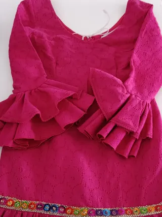 Traje flamenca fucsia buganvilla en broderie T. L