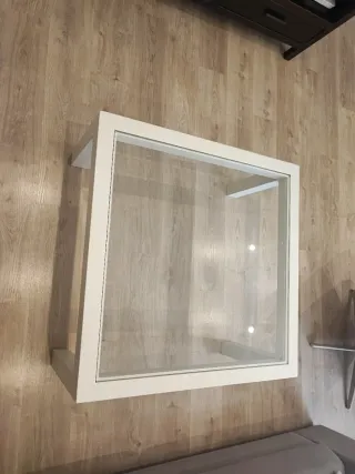 Mesa de centro 90x90 cm cristal y madera