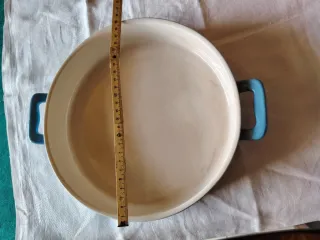 Piatto fondo in ceramica blu pois bianchi
