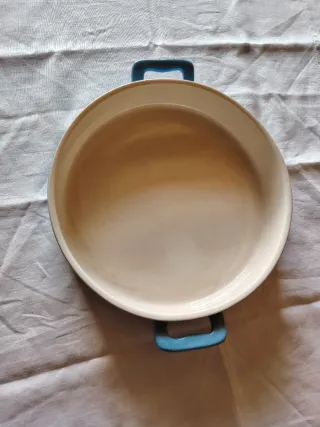 Piatto fondo in ceramica blu pois bianchi