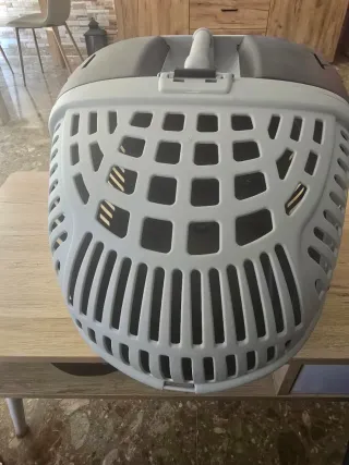 Transportín para mascotas gris y negro