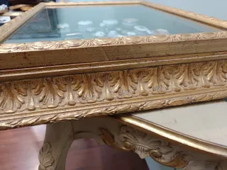 Vetrina da tavolo stile francese in legno foglia