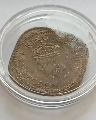 1942 B India Británica 2 Anna Moneda Antigua