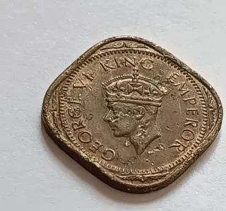 1942 B India Británica 2 Anna Moneda Antigua