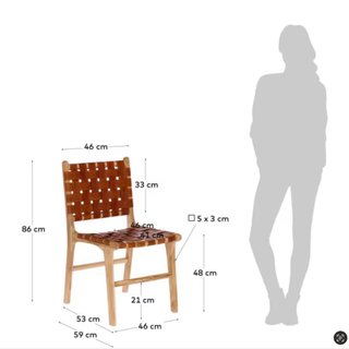 Silla Calixta de piel y madera maciza