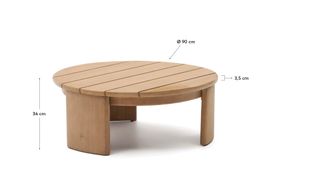 Mesa de centro Xoriguer de madera maciza de eucalipto Ø90 cm FSC 100%.