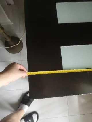 Mesa auxiliar madera y cristal