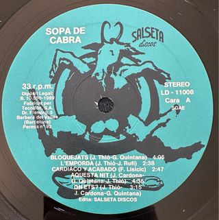 SOPA DE CABRA VINILO LP 1989 CATALAN POP