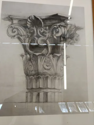 Stampe capitelli Corinzi, cornice ciliegio/ebano