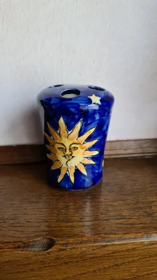 Portaspazzolini in ceramica decorato sole