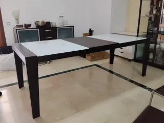 Mesa Comedor + 6 Sillas Piel/Metal