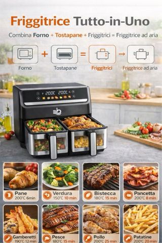 Friggitrice Aria Doppio Cestello Digitale 15 lt