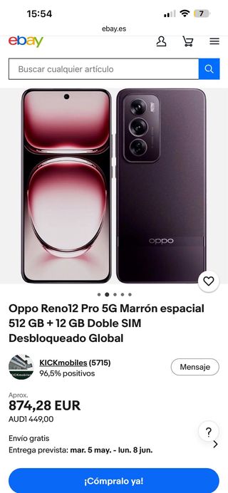Oppo Reno12 Pro 5G 512GB Marrone Spaziale
