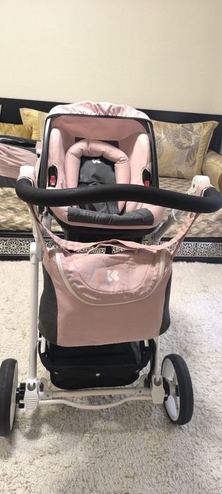 Cochecito de bebé rosa Tres piezas y bolso