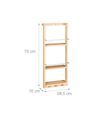 Estantería Bambú Baño 3 Baldas + 3 Ganchos