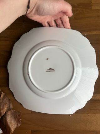 Plato para tarta floral porcelana inglesa