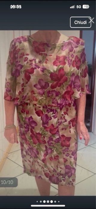 Abito vintage seta floreale taglia 44/46