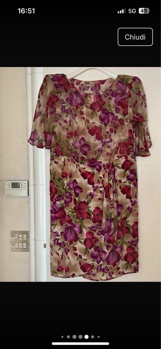 Abito vintage seta floreale taglia 44/46