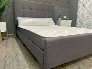 Cama Matrimonial Gris con Colchón Nuevo