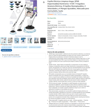 Cepillo Eléctrico Homtronics 14 en 1 IPX8
