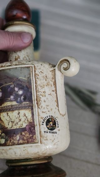 Anfora Ceramica Legno Decorata