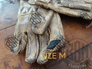 Guanti in pelle beige/marrone taglia M